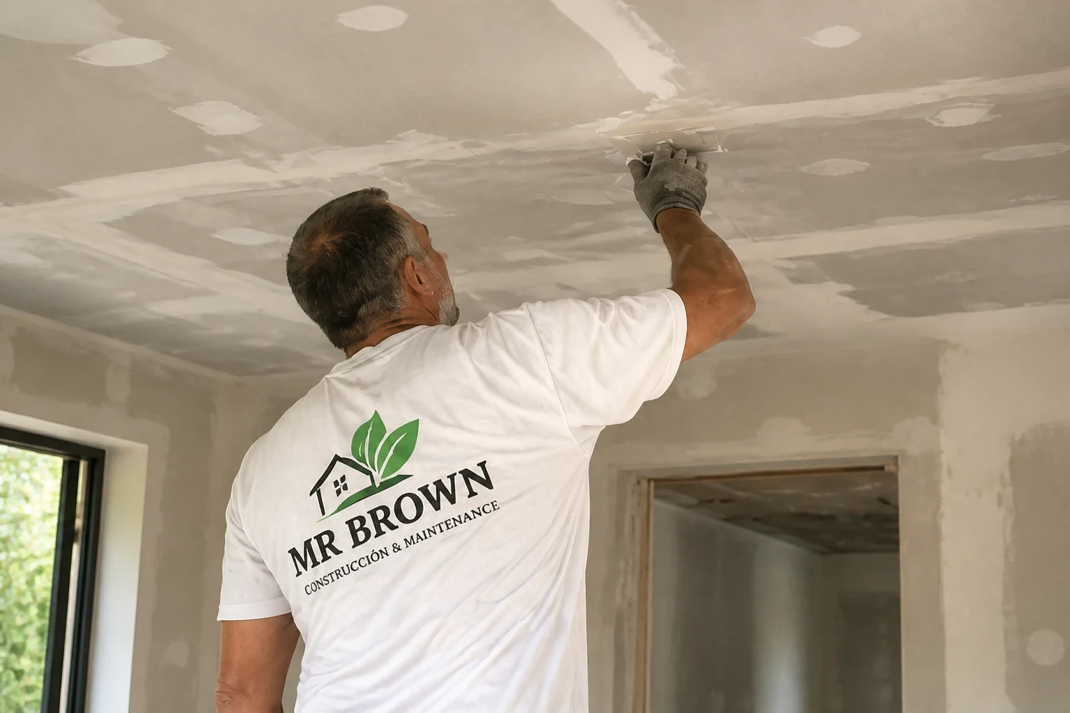 Ceiling repair and renovation work in progress
